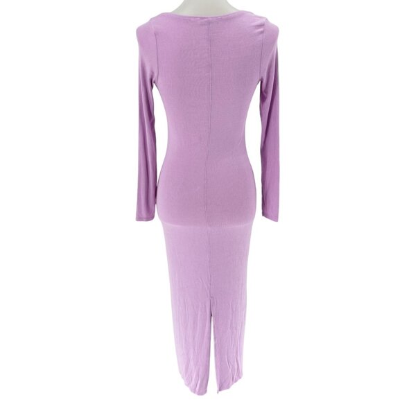 NWOT Victoria's Secret Long Sleeve Ribbed Modal Bodycon Maxi Dress Lilac S/P - Picture 3 of 9